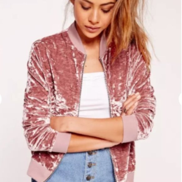 Missguided Women's Crushed Velvet Bomber Jacket Size 14 - Picture 4 of 14